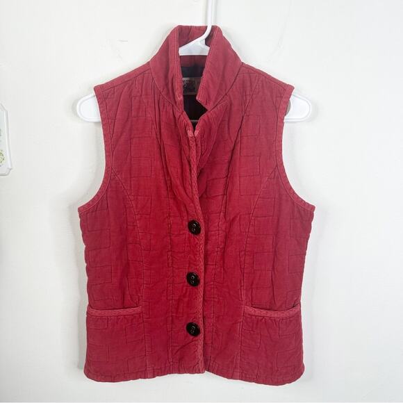 Habitat Size Small Red Quilted Sleeveless Button Front Jacket Vest - Picture 6 of 11